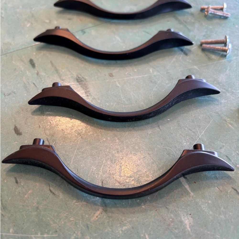 Vintage cabinet Pulls Amerock colonial black handles Hardware set 4 NOS